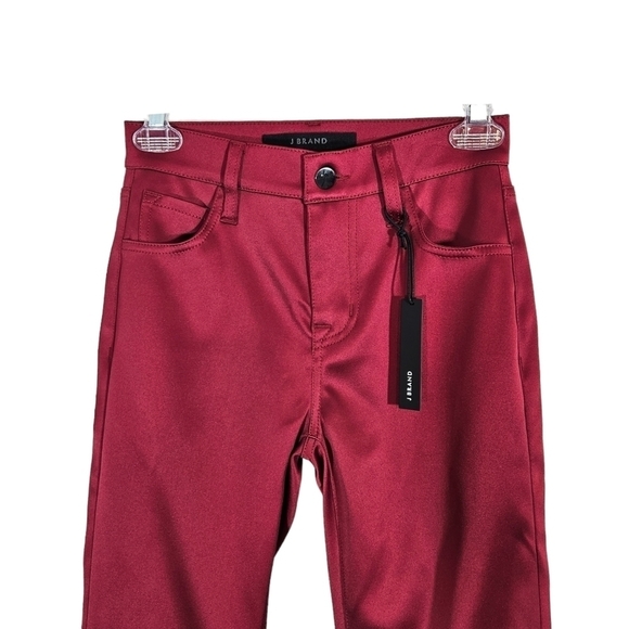 NWT J Brand Valentina Flared Red Satin Pants - Picture 3 of 8